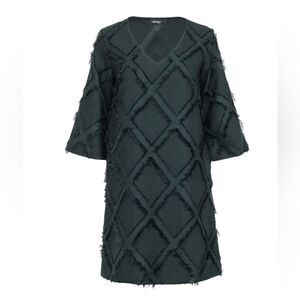 Ottod'ame Edie Sedgwick Green Diamond Fuzzy Frill Dress Made in Italy Size 10
